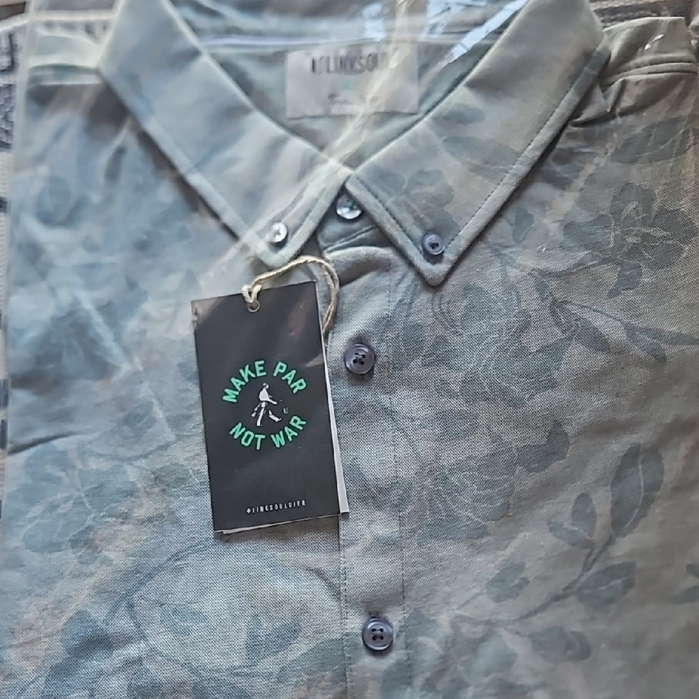 Linksoul Polo Shirt Green and Gray Soft Cotton Blend